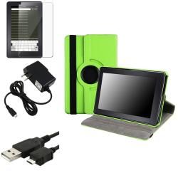 Green Case/ Protector/ Travel Charger/ Cable for  Kindle Fire BasAcc Tablet PC Accessories