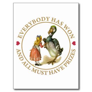 Everybody has won and all must have prizes post card