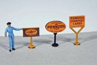 HO Laser Cut Vintage Curb Sign, Pennzoil (3) JLI473 Toys & Games