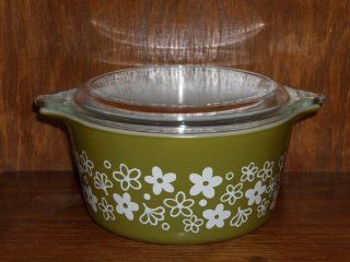 Pyrex Green Crazy Daisy Casserole Baking Dish with Lid #473 (1 Quart)  Other Products  
