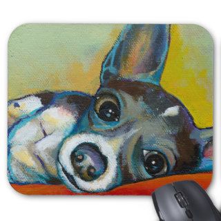 Chihuahua dog art   adorable fun portrait painting mouse pads
