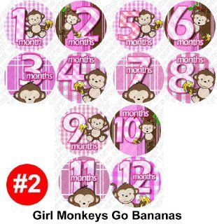 Baby Month Onesie Stickers Baby Shower Gift GIRL BANANA MONKEYS Photo Shower Stickers, designs by OnesieStickers  Baby Keepsake Products  Baby