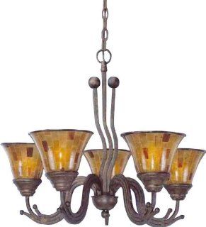 Toltec Lighting 225 BRZ 705 Wave Five Uplight Chandelier Bronze Finish with Penshell Resin Shade, 7 Inch    
