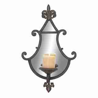 Fluted Design Metal Mirror Candle Sconce