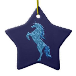 Blue Fire Unicorn Star Ornament