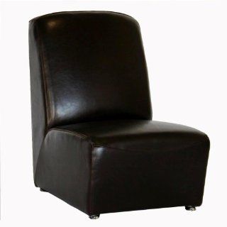 Baxton Studio Armless Leather Accent Chair, Espresso Brown   Ottomans