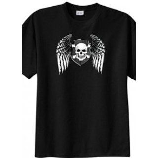 Big Mens Skull and Wings Graphic T Shirt (Big & Tall and Regular Sizes) Clothing