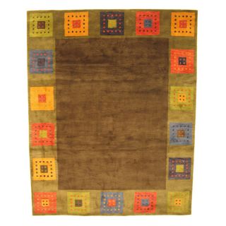 Handmade Misra Gabbeh Green Wool Rug (4' x 6') EORC 3x5   4x6 Rugs