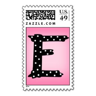 Pink and Black Polka Dot Letter E Postage