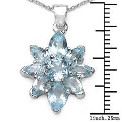 Malaika Sterling Silver Blue Topaz Flower Necklace Malaika Gemstone Necklaces