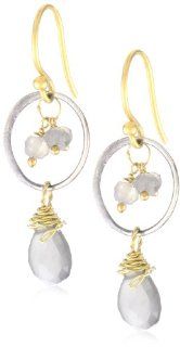 Lulu Designs "Magical" Grey Moonstone and Labradorite Cluster Earrings Drop Earrings Jewelry