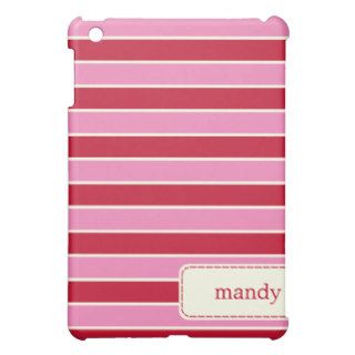 Modern Stripes Personalized   Red/Pink iPad Mini Case