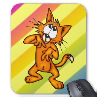 Timid Cartoon Cat Mouse Pads