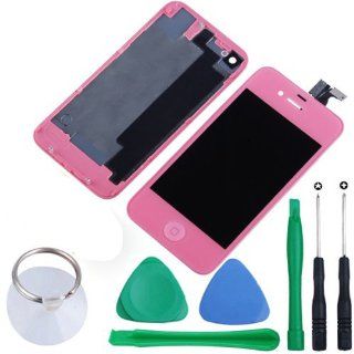 Vnetphone Apple Iphone 4s LCD Touch Screen Glass Digitizer Assembly with Back Cover+Open Tools Pink Cell Phones & Accessories