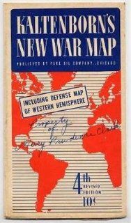 H V Kaltenborn's New War Map 4th edition Pure Oil Co  