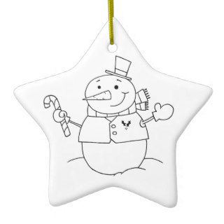 Color your own snowman ceramic star ornament