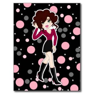 Fun and Cute Little Cartoon Diva Post Card