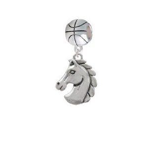 2 D Large Classic Horse Head Basketball Charm Dangle Bead Jewelry