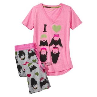 Duck Dynasty Juniors 2 Pc Pajama Set   Pink/Grey M