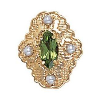 14 Karat Gold Slide with Peridot center and Pearl accents GS490 PD PL Charms Jewelry