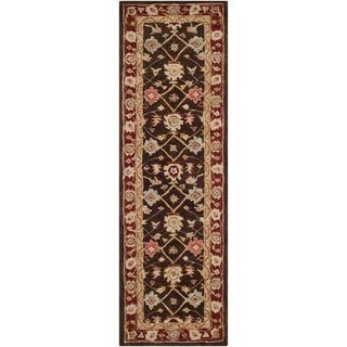 Safavieh Handmade Taj Mahal Olive/ Burgundy Wool Rug (26 X 8)
