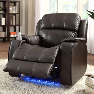 Tribecca Home Garrett Power Recliner Brown Bonded Leather Chair Tribecca Home Recliners
