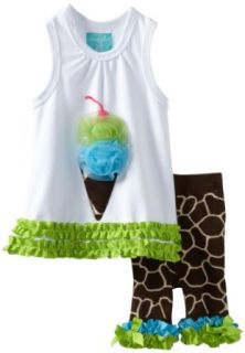 Mud Pie Wild Child Giraffe Tunic And Capri, Brown/White, 12 18 Months Clothing