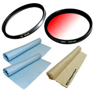 58mm Multi Coated UV Filter + 58mm Graduated Red Filter + 2 JB Digital Microfiber Cleaning Cloths for CANON Rebel (T3i T3 T2 T2i T1i XT XTi XSi XS), CANON EOS (1100D 600D 550D 500D 450D 400D 350D 300D 60D 7D)  Camera Lens Filter Sets  Camera & Photo