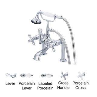 Water Creation F6 0006 01 Vintage Classic 7 inch Spread Deck Mount Tub Faucet With 6 inch Risers And Handheld Shower