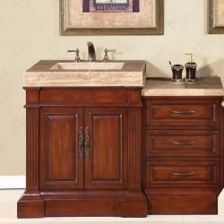 Silkroad Exclusive Travertine Top 51 inch Single Sink Vanity Cabinet