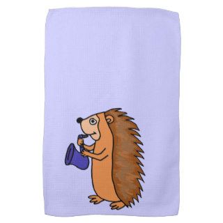 XX  Hedgehog Playing Saxophone Cartoon Towel