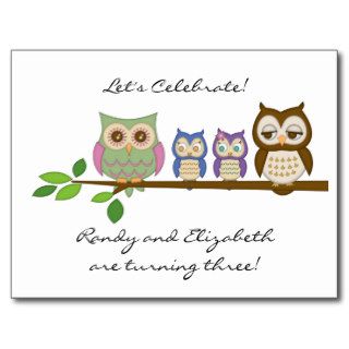 Owl Twins Birthday Card Postcard