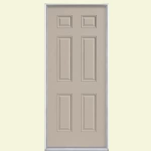 Masonite 6 Panel Painted Steel Entry Door with No Brickmold 31275