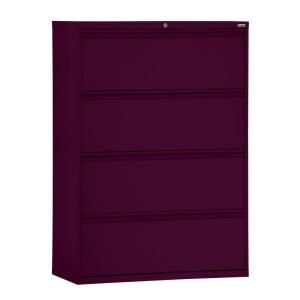 Sandusky 800 Series 42 in. W 4 Drawer Full Pull Lateral File Cabinet in Burgundy LF8F424 03