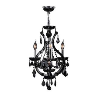 Worldwide Lighting Lyre Collection 4 Light Chrome with Black Crystal Chandelier W83114C16 BL