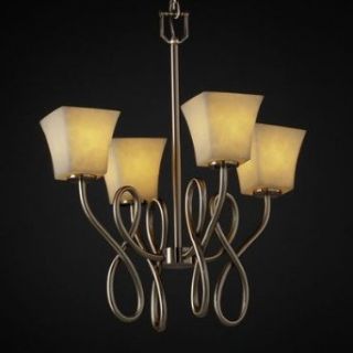 Justice Design CLD 8910 10 NCKL Capellini Four Light Chandelier, Choose Finish Brushed Nickel Finish, Choose Lamping Option Standard Lamping    