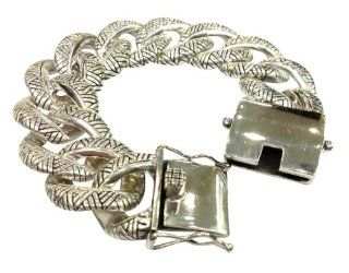 Genuine 925 Shiny Mens Rocker Bracelet Link Bracelets Jewelry