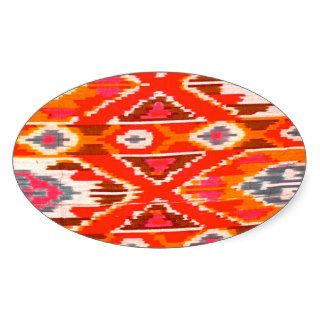 Orange Ethnic Western Texan Mexican Ikat Pattern Stickers