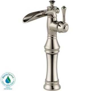 Delta Cassidy Single Hole 1 Handle High Arc Open Channel Bathroom Vessel Faucet with Riser in Polished Nickel 798LF PN