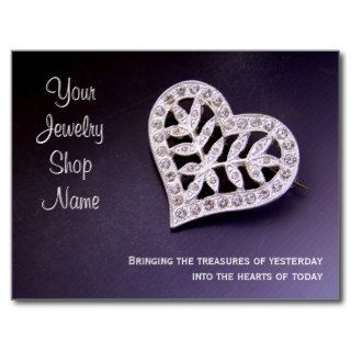 Rhinestone Heart Jewelry Marketing Postcard