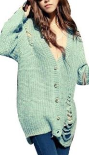 The Sweater Collar Hole Single Breasted Cardigan Sweater Loose Sweater