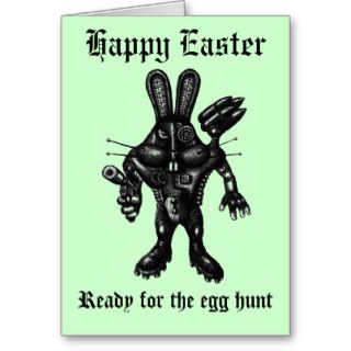 Funny Happy Easter card with cyborg bunny