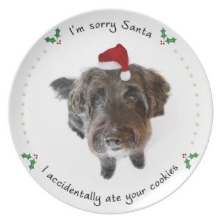 Humorous Pup Ate Santa's Cookies Plate