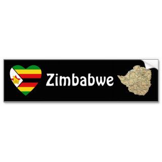 Zimbabwe Flag Heart + Map Bumper Sticker