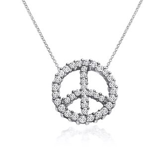 10k White Gold 1/4ct TDW Diamond Peace Symbol Necklace (I J, I1 I2) Diamond Necklaces