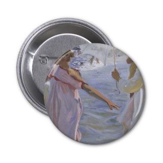 Joaquín Sorolla  Strolling along the seashore Pinback Button