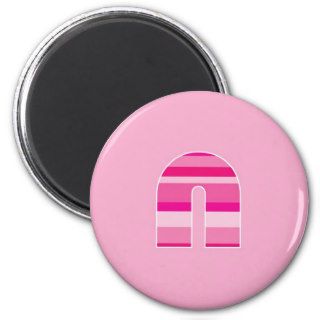 Pink Striped Monogram   Letter N Fridge Magnet