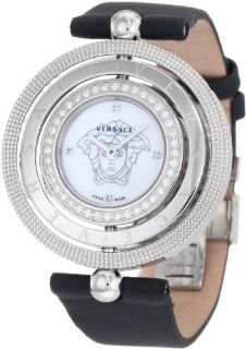 Versace Women's 80Q91SD497 S009 Eon 3 Rings Diamond Bezel and Black Satin Watch Watches