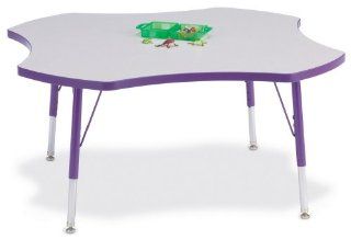Jonticraft Home Indoor Toddler Playschool Classroom Adjustable Decorative Rainbow Accents KYDZ Activity Table   Four Leaf   48", 24"   31" Ht   Gray/Green   Childrens Tables