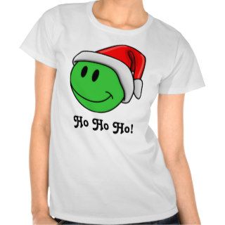Ladies Santa Smiley Face Christmas T Shirt